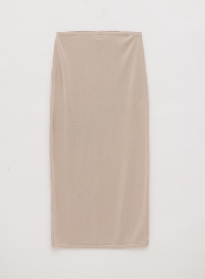 Sand Silk Knit Maxi Skirt