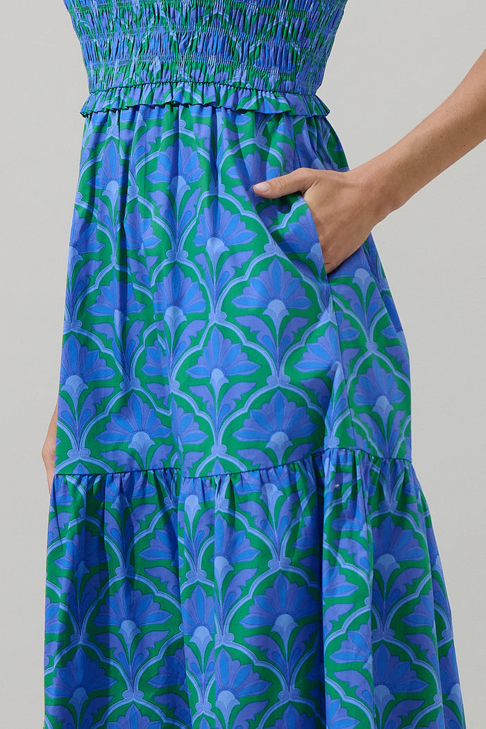 Sera Floral Ember Smocked Midi Dress