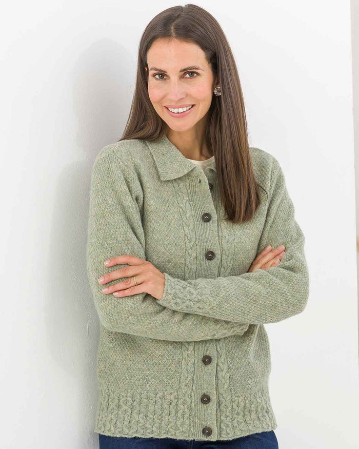 Shetland Cable Cardigan - Willow - The Classic Boutique
