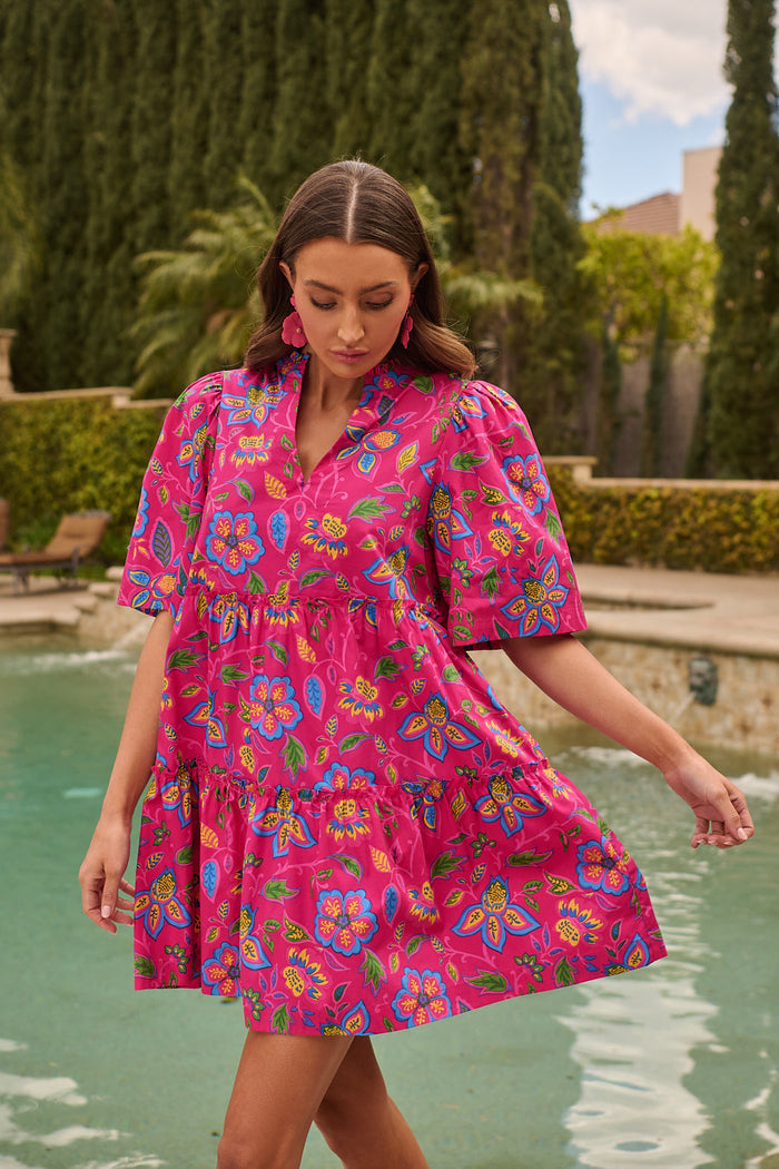 Signy Floral Dixie Split Neck Shift Dress