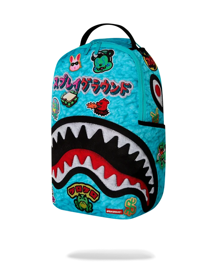 Sprayground Lucky Pack backpack with bold design, featuring multiple compartments and adjustable straps, in vibrant colors.