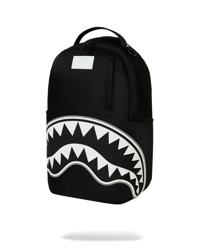 Sprayground Shark Central 2 black and white backpack with shark graphic, durable accessories for stylish everyday use.