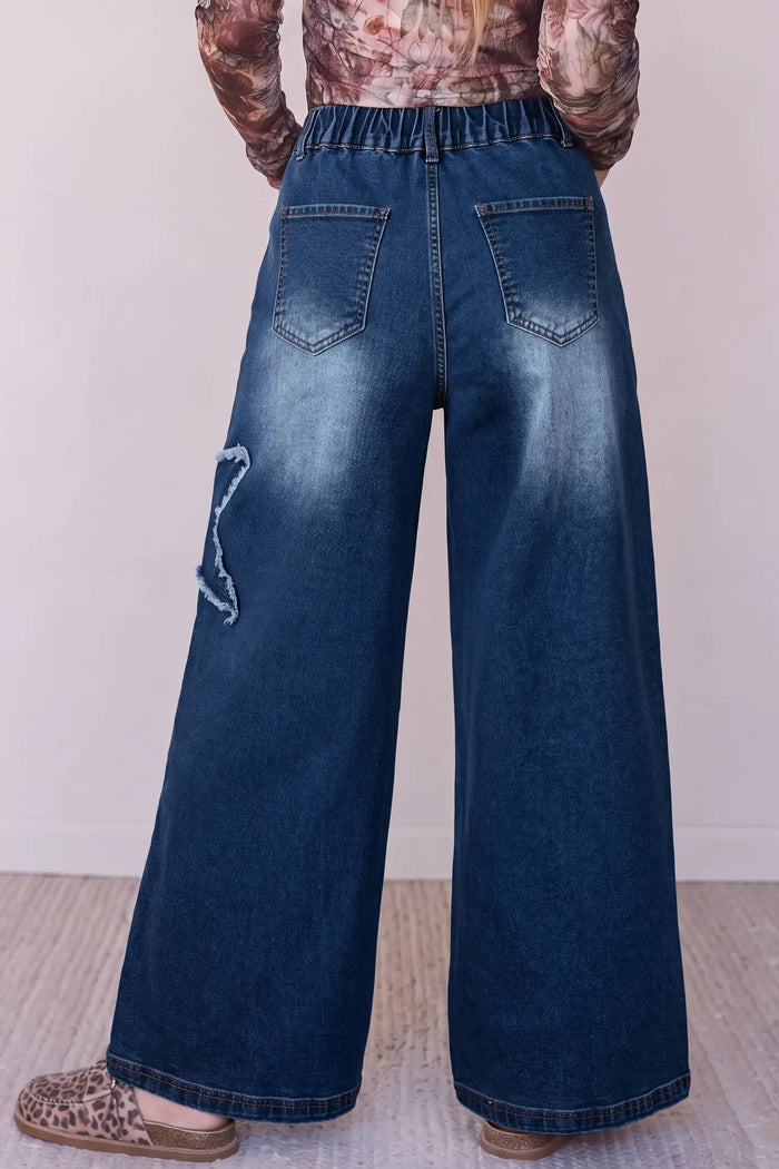 Star Decorated Wide Leg Jeans – Ashleigh Blue