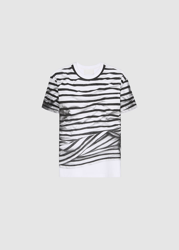 STRIPED GRAPHIC OVERSIZED TEE
