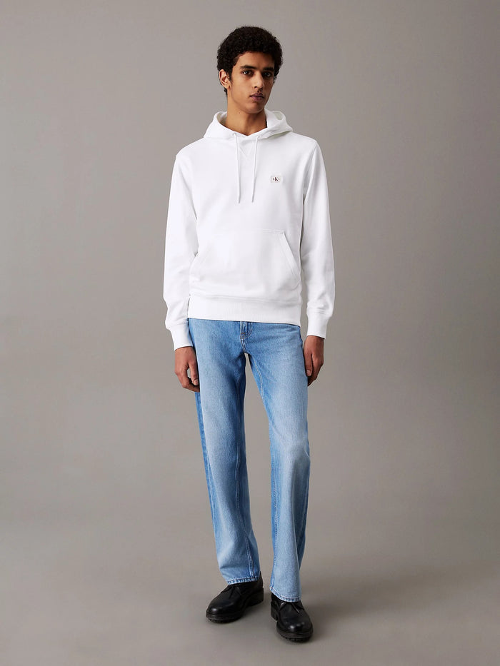 Terry Badge Hoodie in White