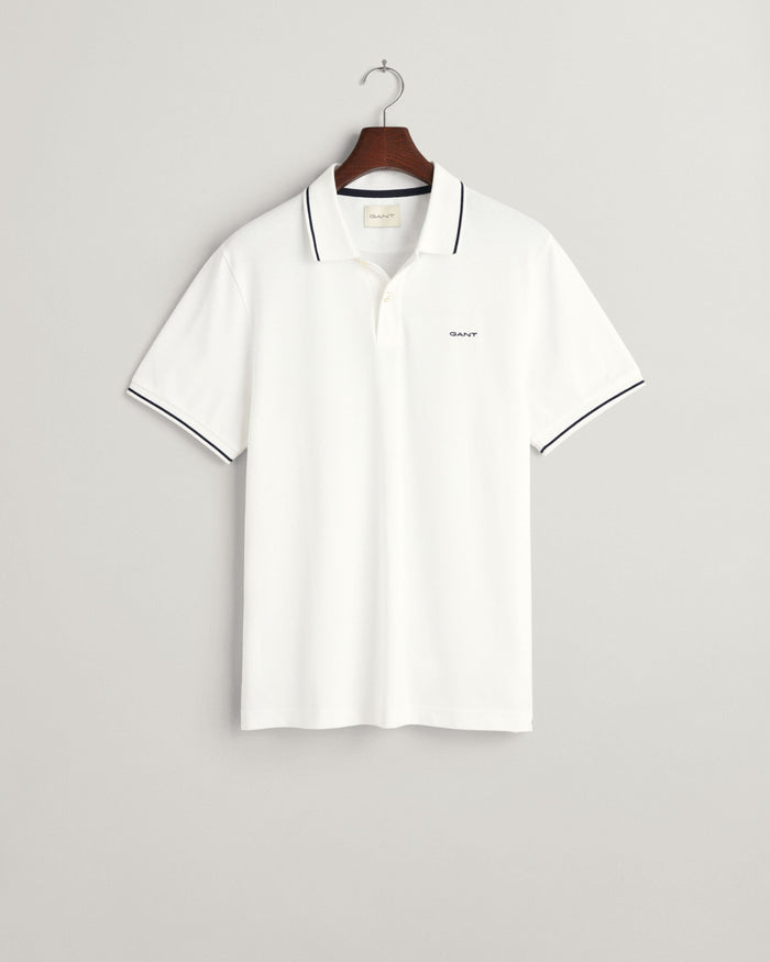Tipped Piqué Polo Shirt in White