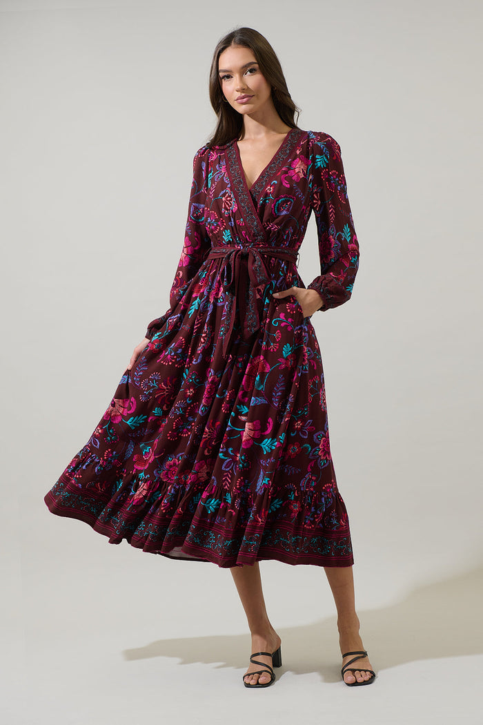 Tory Paisley Mindie Wrap Midi Dress