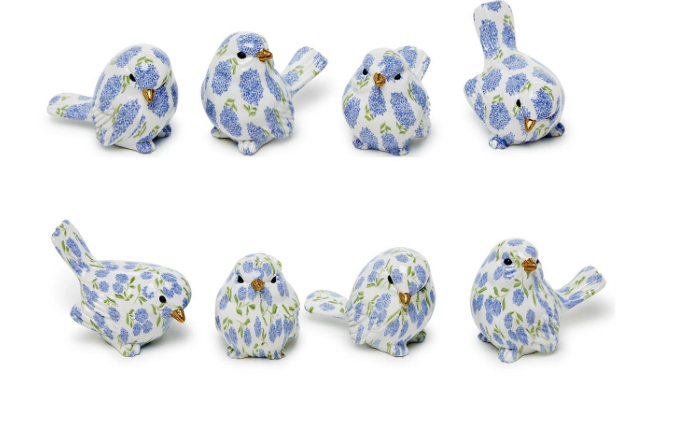 Two's Company Blue Hydrangea Decorative Bird