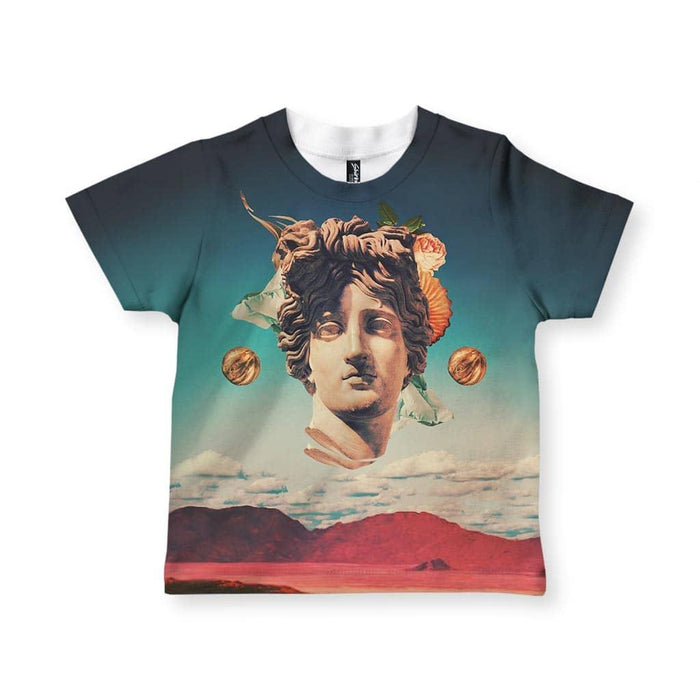 Vaporwave Goddess Kid's Tee in Retro Martian Horizon. CPSIA Compliant, OEKO-TEX® 100, REACH Compliant.