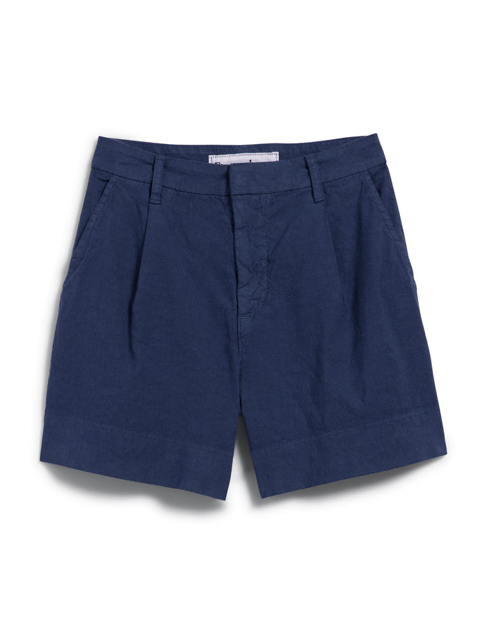 Navy blue shorts on a white background