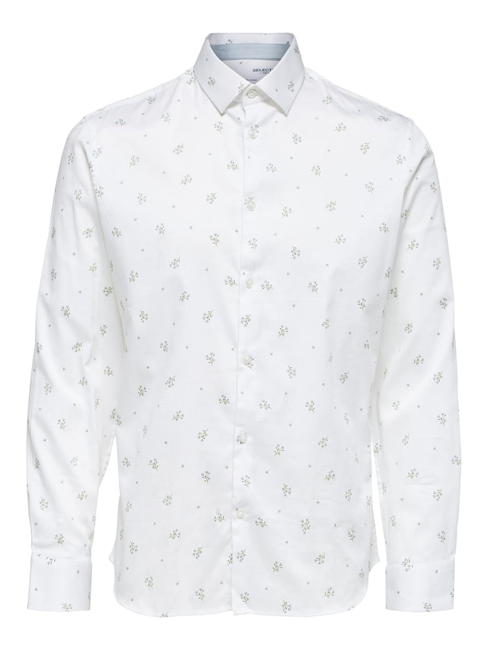White Floral Full Sleevess Shirt