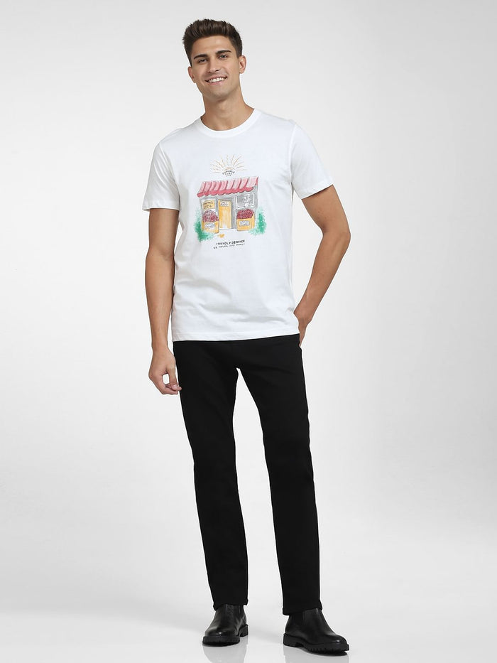 White Graphic Print Crew Neck T-Shirt