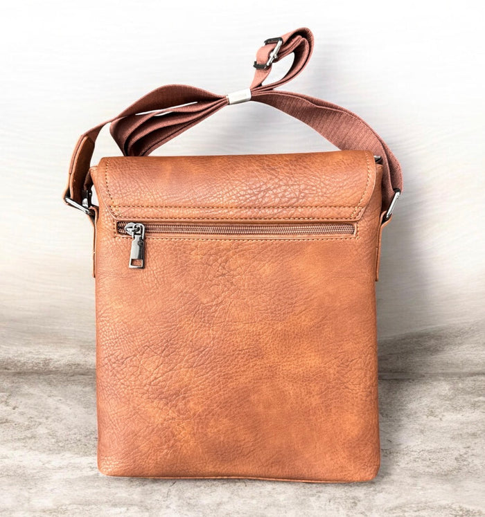Brown Kevico WK side bag with zipper, stylish accessories featuring adjustable strap and compact design.