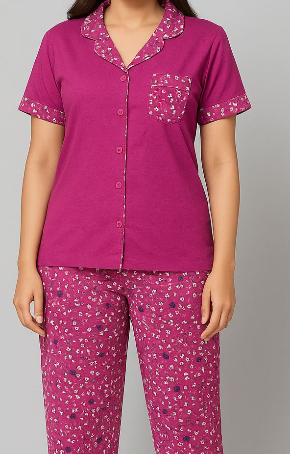 buttton down stylish night dress for girls