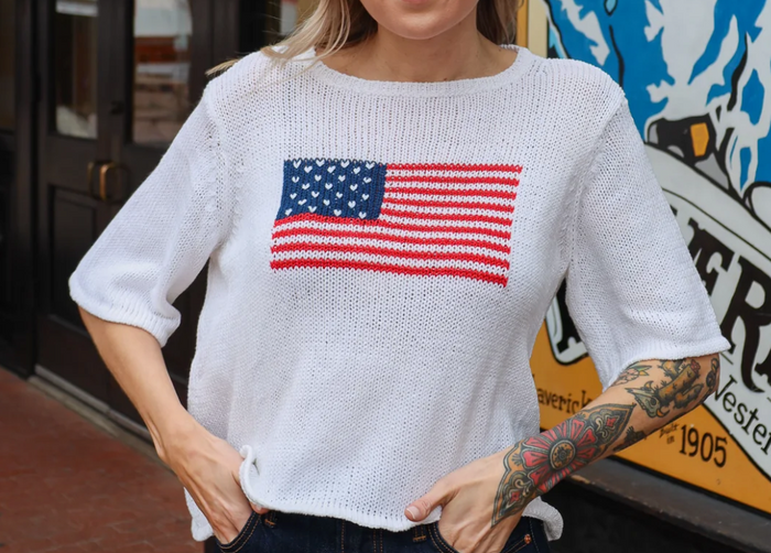 Wooden Ships Flag Half Sleeve Sweater