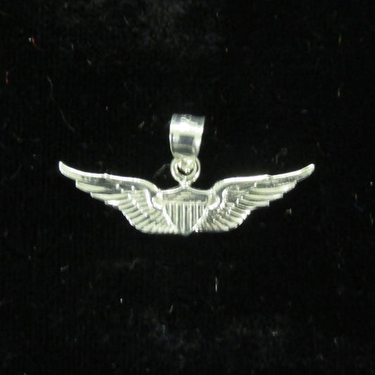1 1/4" Basic Aviator Wing - Sterling Silver Pendant