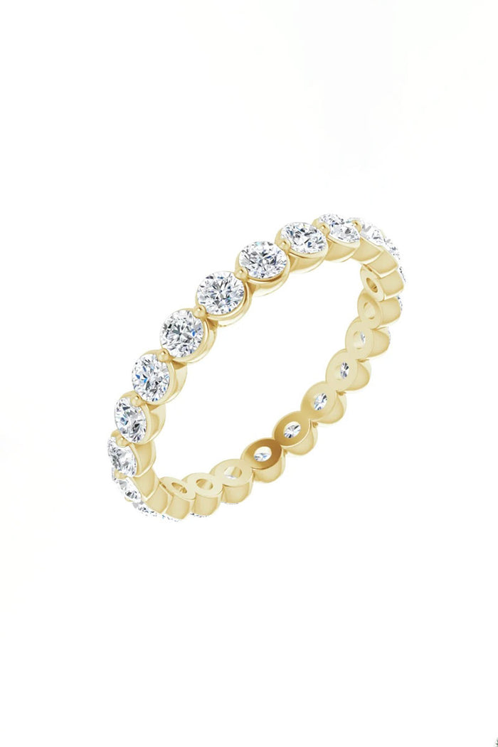 2.5mm Halo Diamond Eternity Band - White Diamonds Yellow Gold