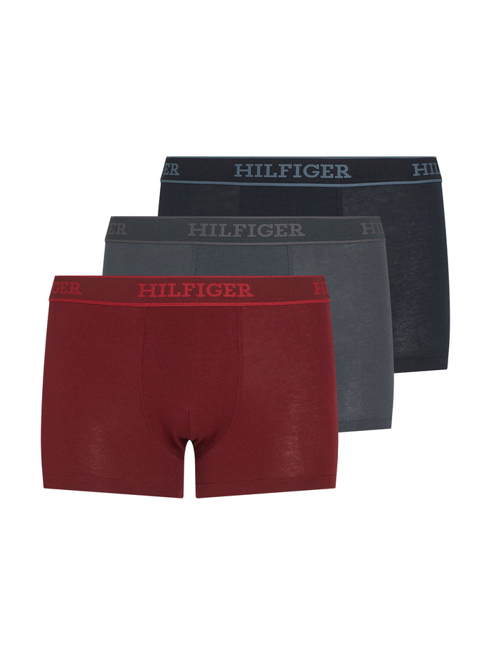 3-Pack Hilfiger Monotype Trunks in Rouge