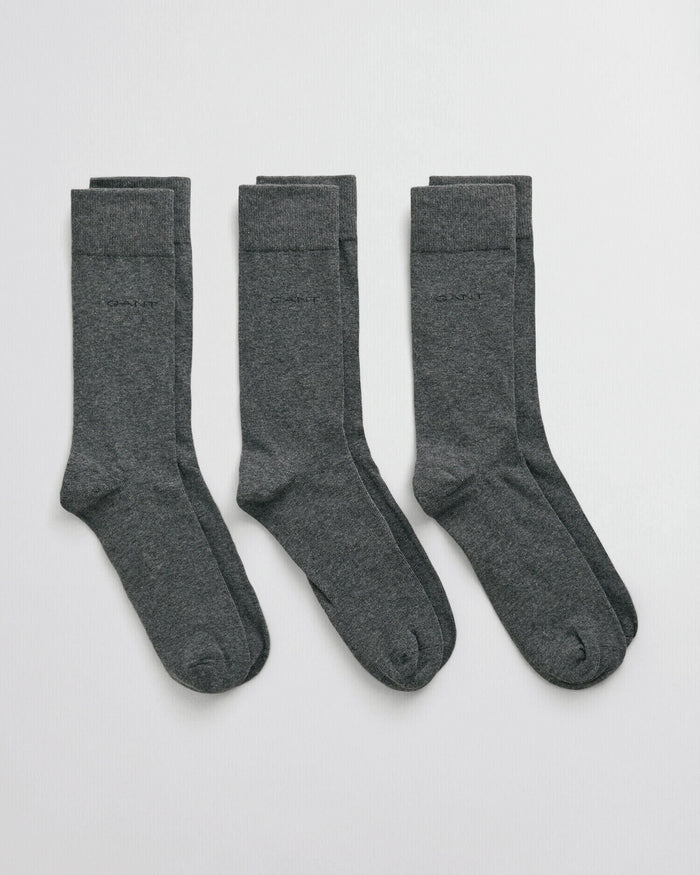 3-Pack Soft Cotton Socks in Charcoal