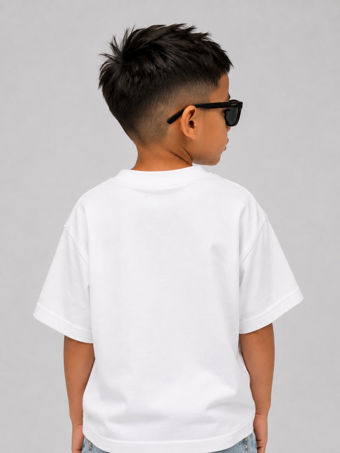 White 3FORTY KIDS Heavenly Soul T-Shirt for kids, featuring a comfortable fit and stylish design with a celestial theme.