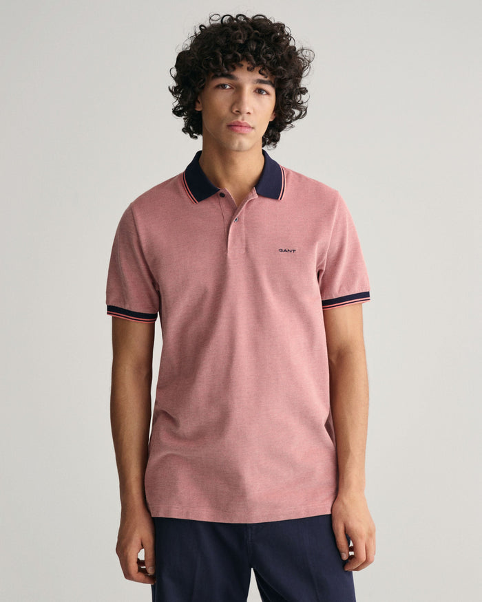 4-Color Oxford Piqué Polo Shirt in Pink