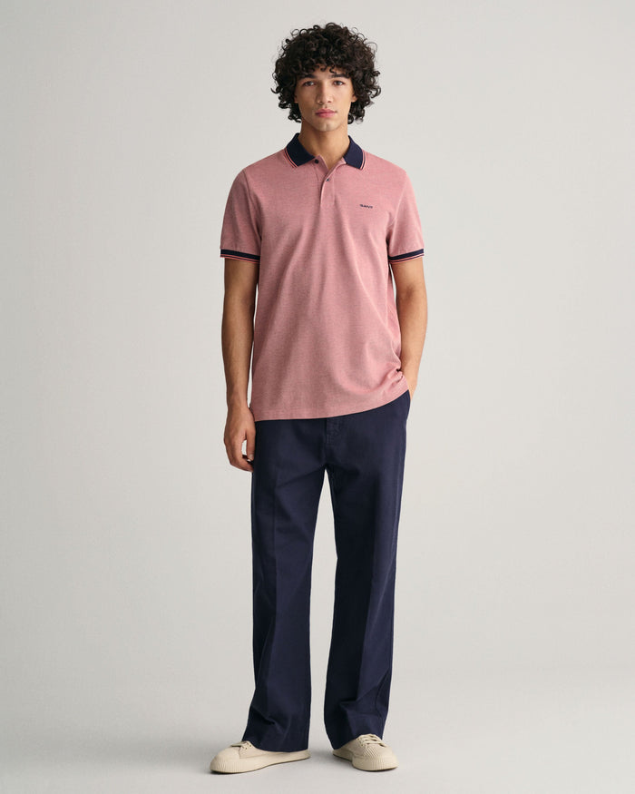 4-Color Oxford Piqué Polo Shirt in Pink