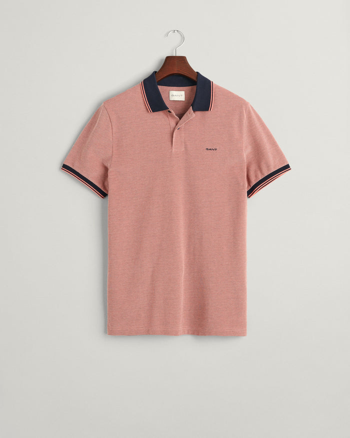 4-Color Oxford Piqué Polo Shirt in Pink