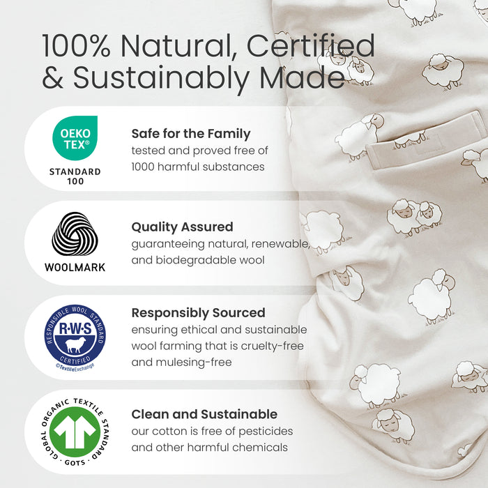 4 Season® Ultimate Baby Sleep Bag, Merino Wool & Organic Cotton, Star White