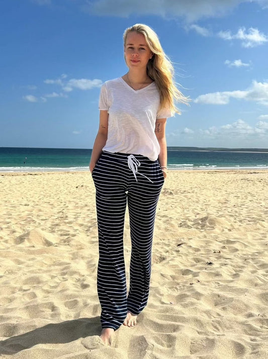 striped towelling jogging bottoms