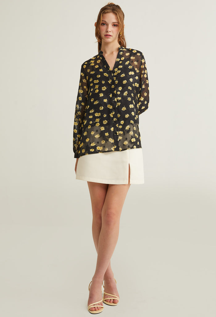 Abloom Floral Button Front Blouse