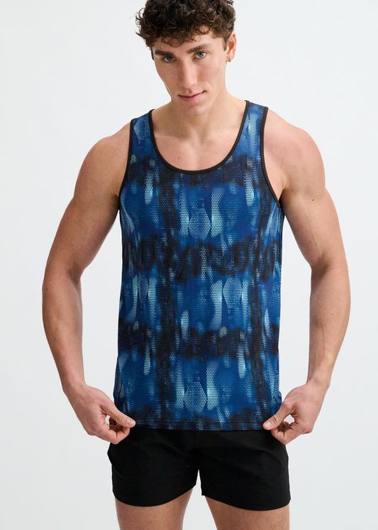ABSTRACT PRINT STRETCH MESH PERFORMANCE TANK