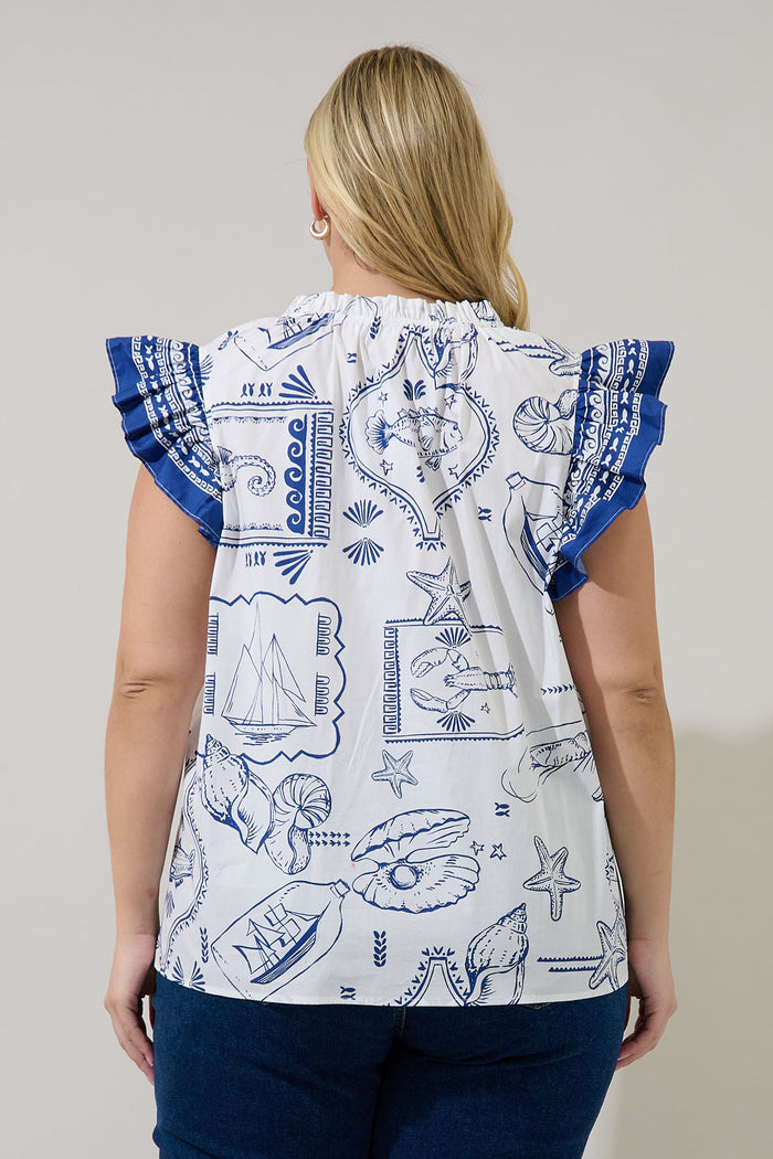 Adlina Ruffle Top Seaside Curve