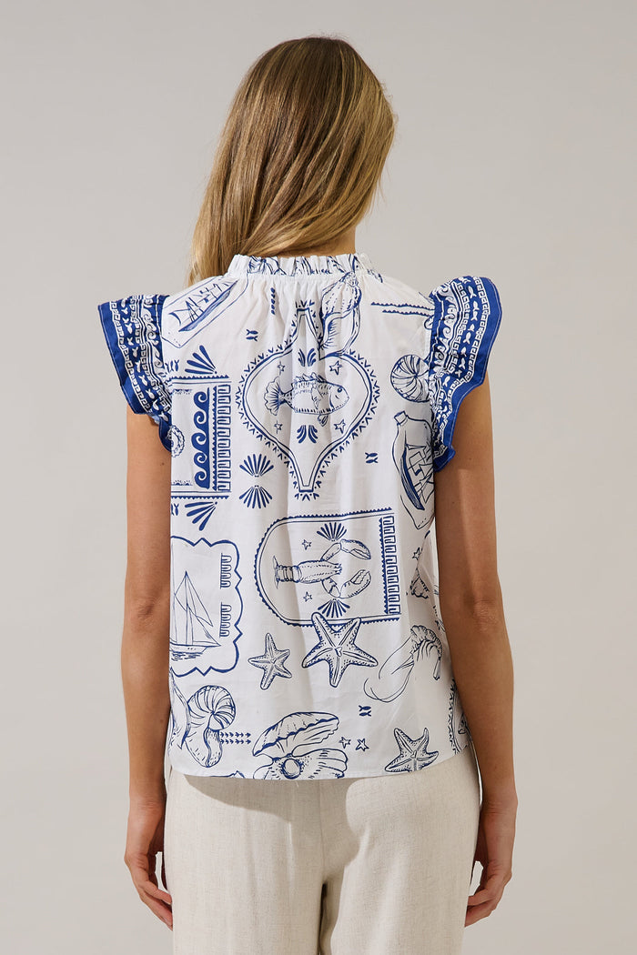 Adlina Ruffle Top Seaside
