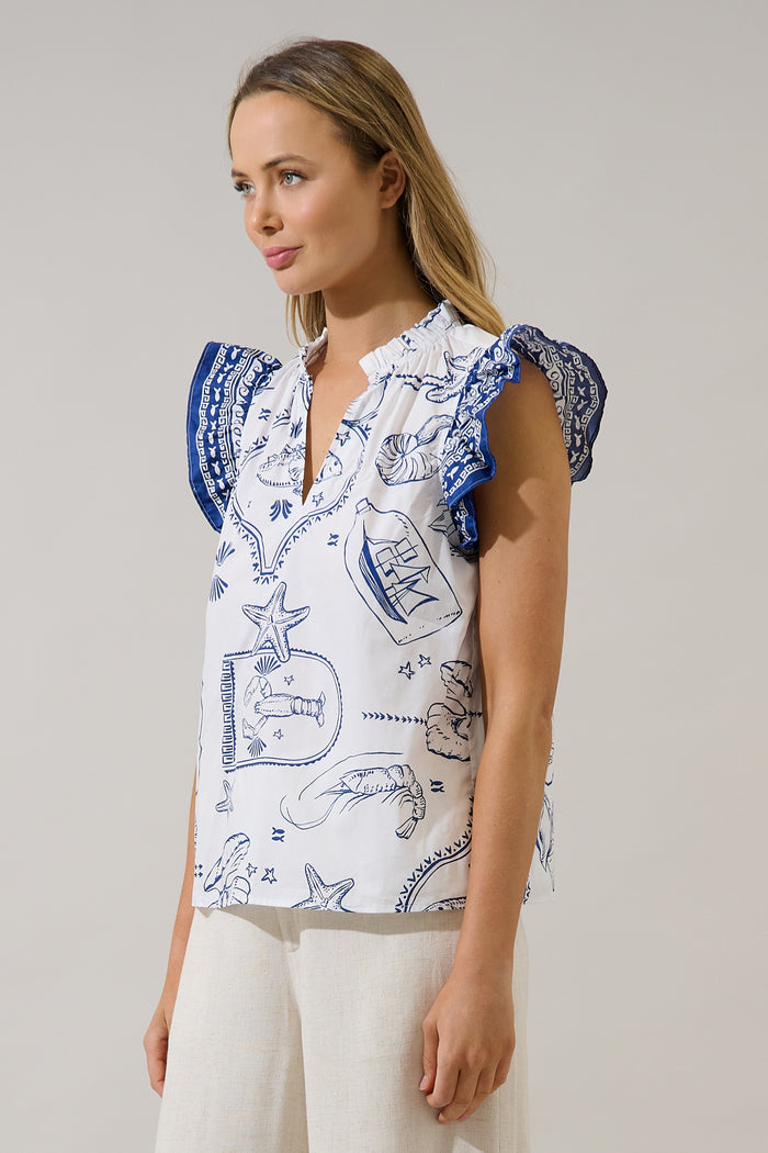 Adlina Ruffle Top Seaside
