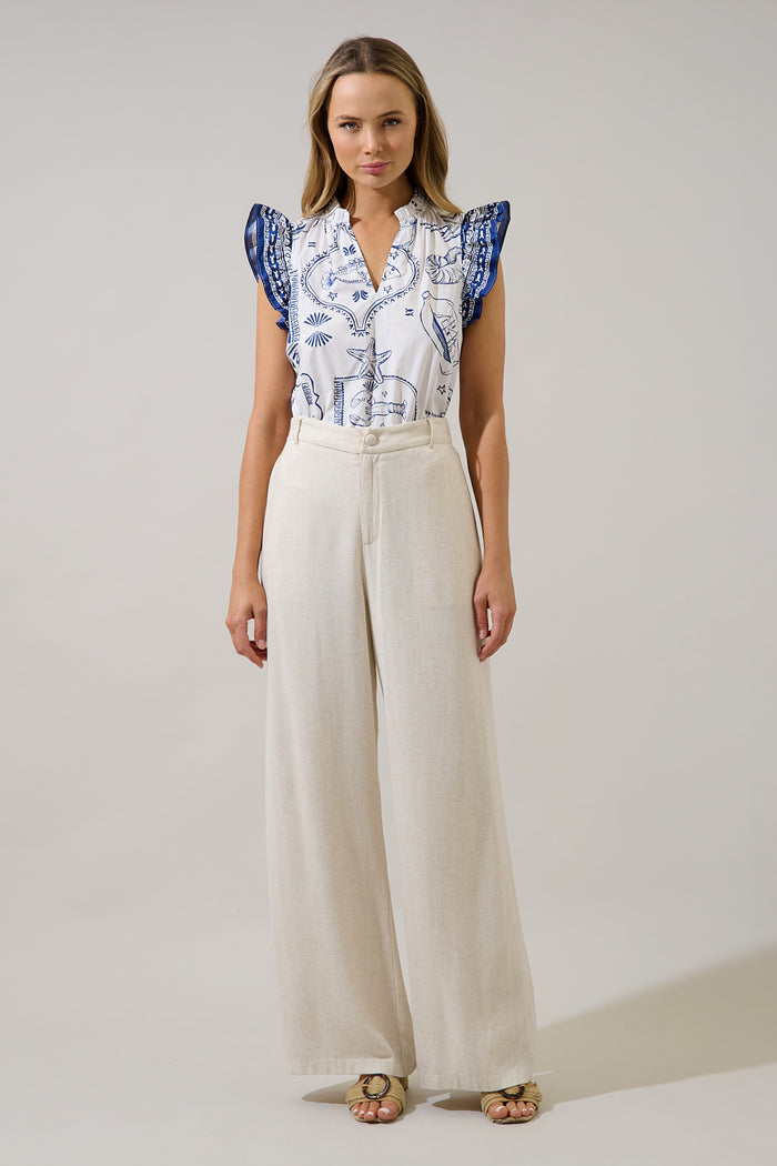 Adlina Ruffle Top Seaside