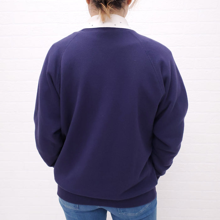 ALESSANDRA RICH EMBROIDERED NAVY SWEATER - SIZE S