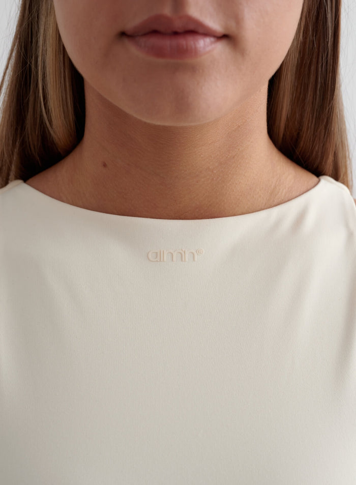 Almond White Sense High Neck Dress