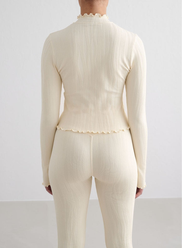 Almond White Tulip Zip Jacket