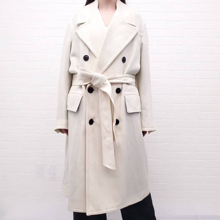 AMI IVORY DOUBLE BREASTED COAT - SIZE L