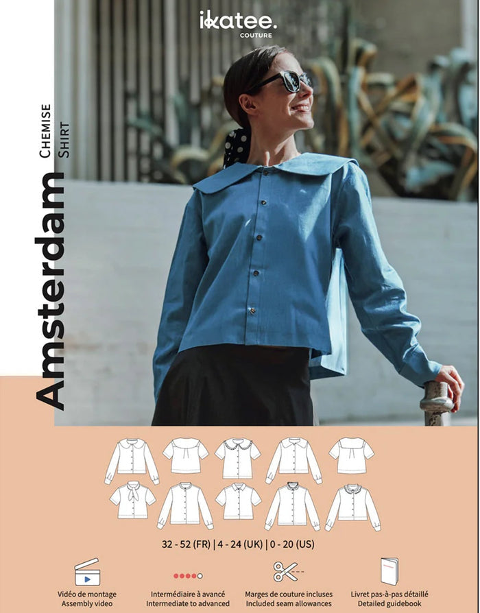 Amsterdam Women's Shirt Paper Sewing Pattern, Ikatee