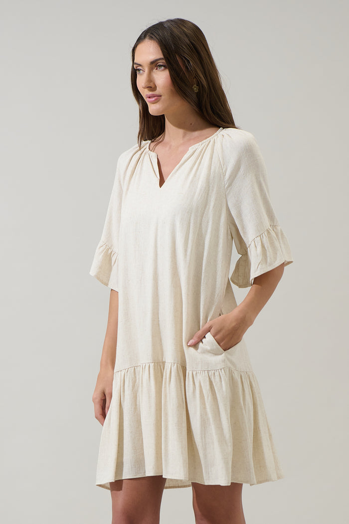Annet Linen Shift Mini Dress