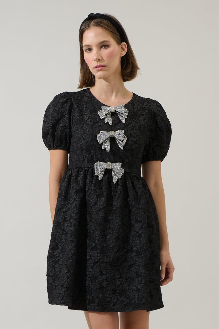 Arian Jacquard Glow Bow Mini Dress