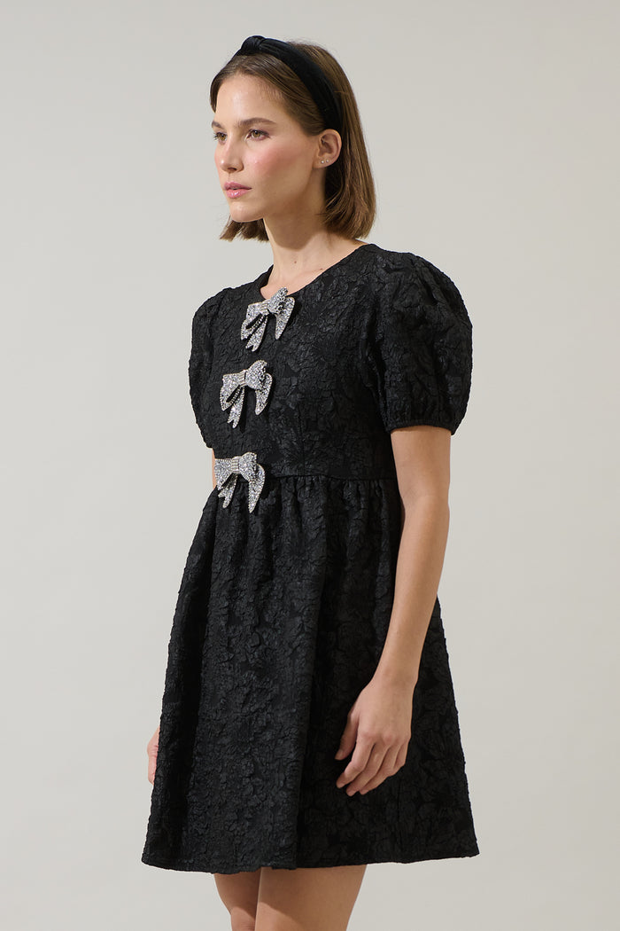 Arian Jacquard Glow Bow Mini Dress