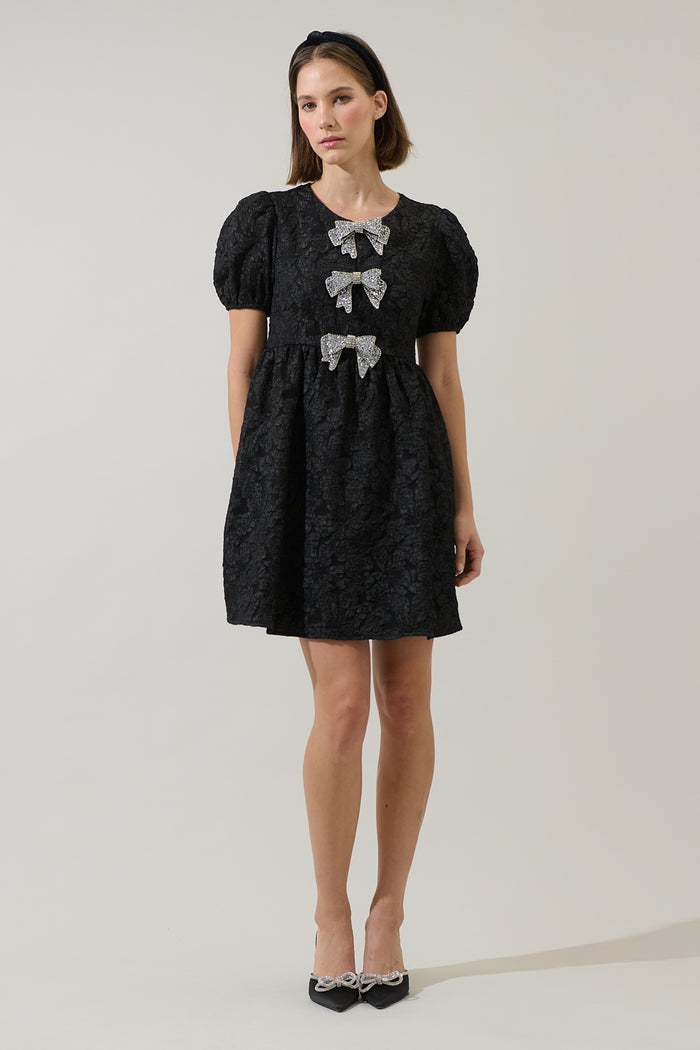 Arian Jacquard Glow Bow Mini Dress