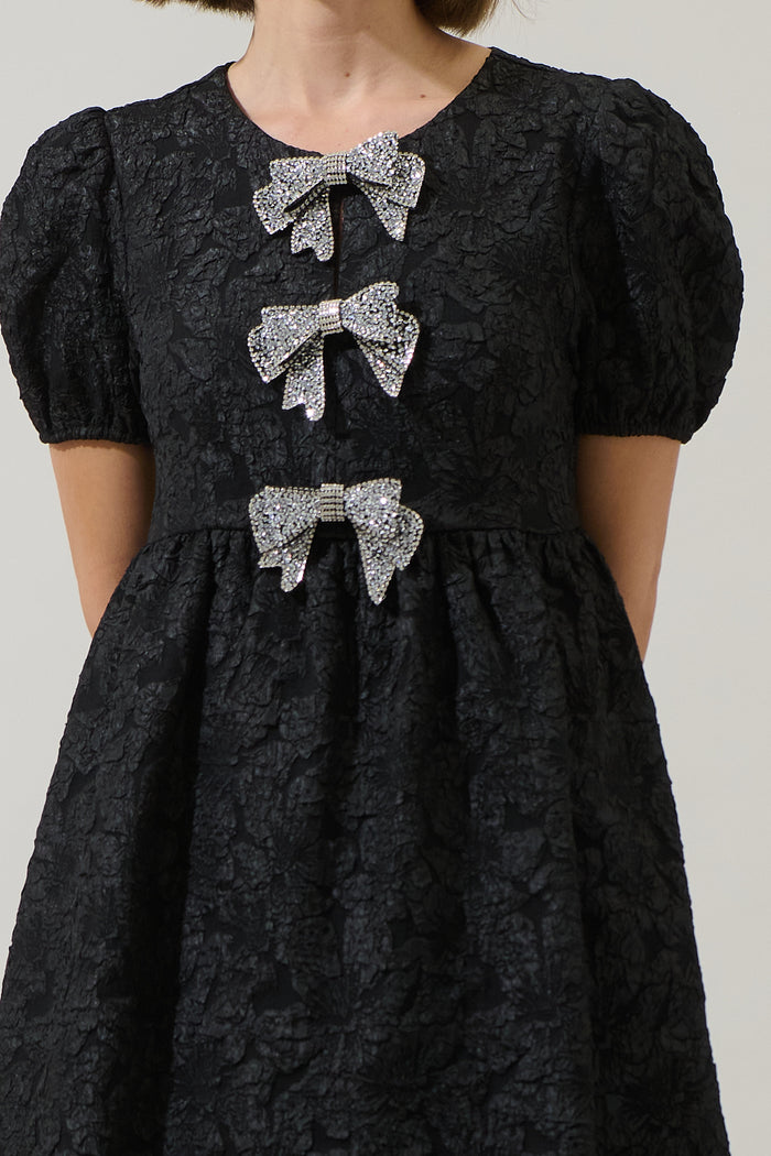Arian Jacquard Glow Bow Mini Dress