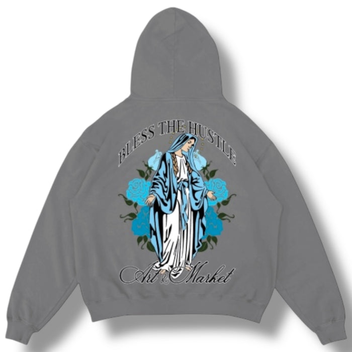 Charcoal Art & Market 'Bless The Hustle' hoodie featuring a stylish design and comfortable fit, perfect for casual wear.