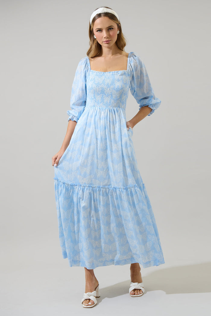 Aubry Butterfly Essy Smocked Maxi Dress