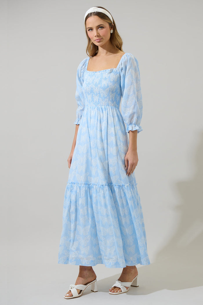 Aubry Butterfly Essy Smocked Maxi Dress