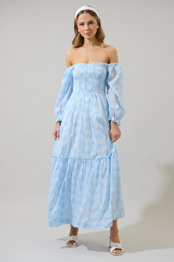 Aubry Butterfly Essy Smocked Maxi Dress