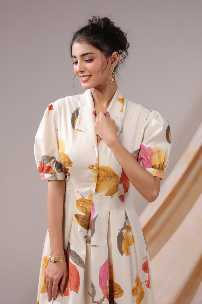Autumn Bloom Cotton Flex Dress